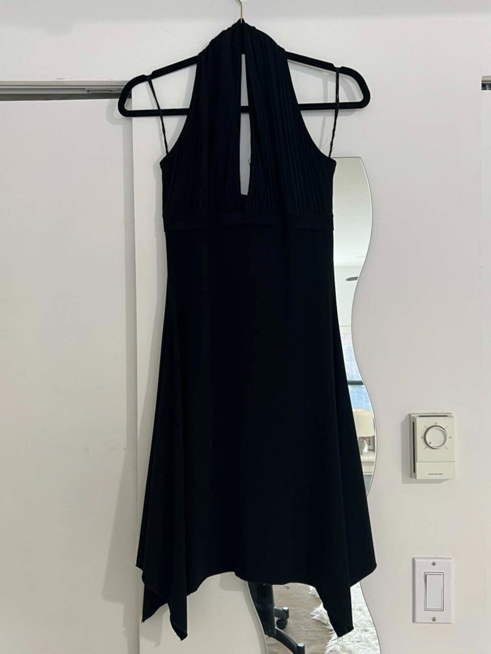 Vintage Y2K Black Halter Dress With Handkerchief Hem